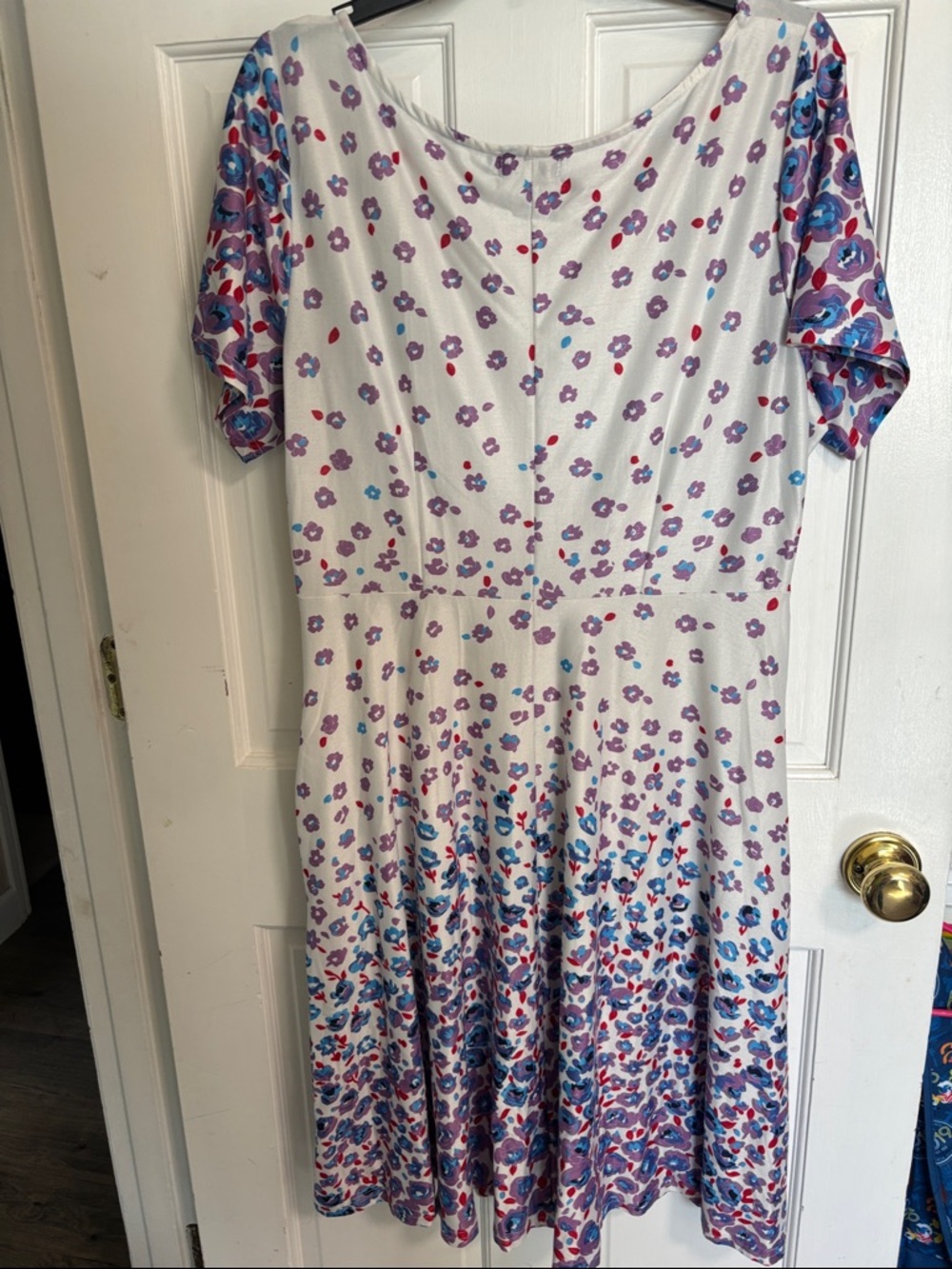 Reborn White Dress with Purple and Blue Floral Print - Picture 6 of 6